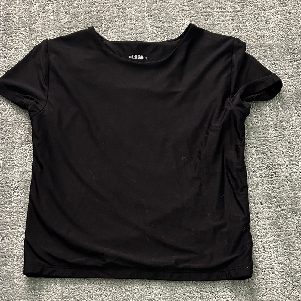 wild fable Black Short Sleeve Crewneck Tee